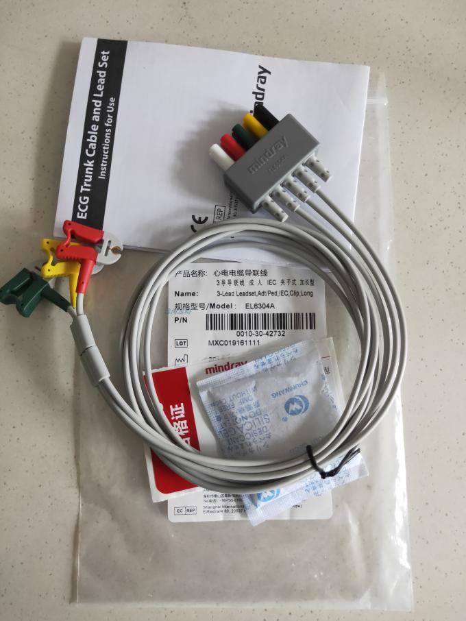 Mindray EL6304A 3-Lead ECG Wires, Clip, Adu/Ped, TPU, IEC,1m